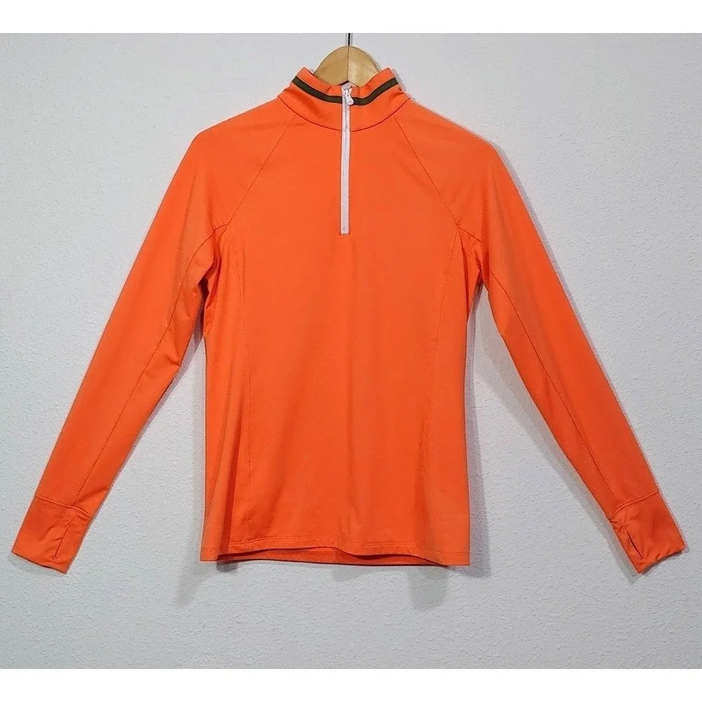 RLX Ralph Lauren Mens Orange 1/4 Zip Performance Golf Pullover Active Fit Size S